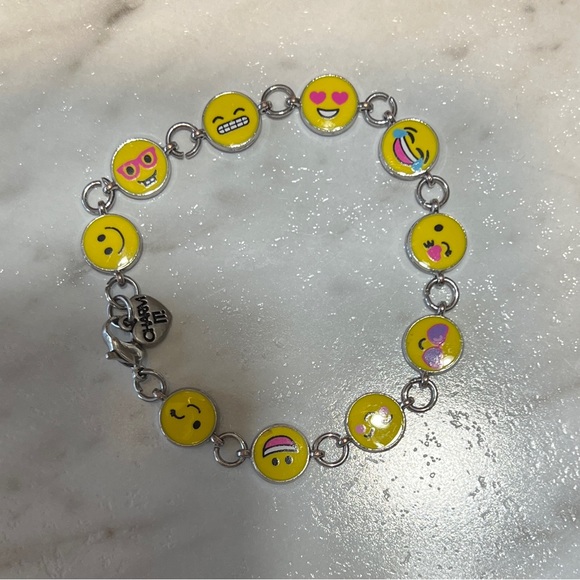 Happy Smily Face Emoji Stainless Bracelet 7.5” - Picture 5 of 6